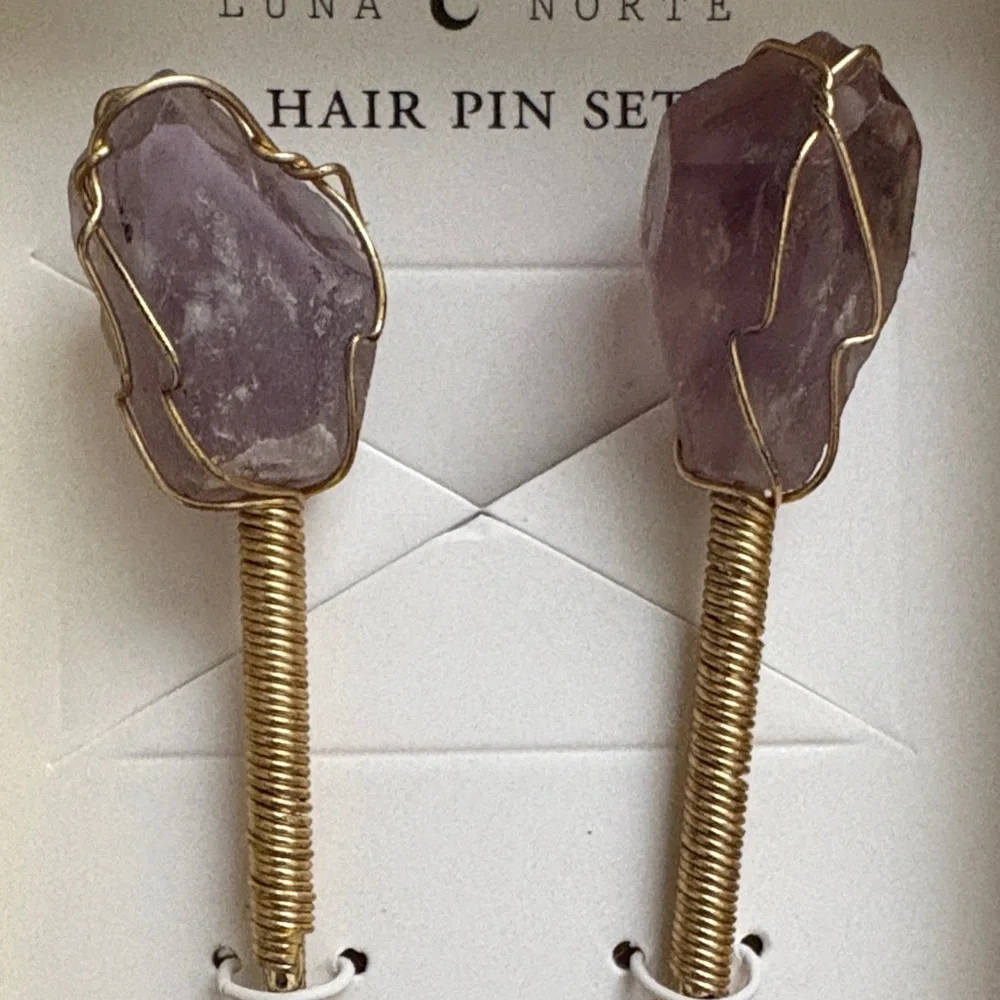 New Amethyst Hair Pin Set, Gold Hardware for Clarity, Balance & Inner Healing